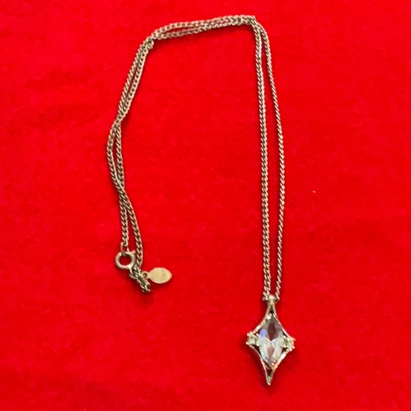 Avon Silver tone, Bluestone, and rhinestone necklace - Picture 1 of 4